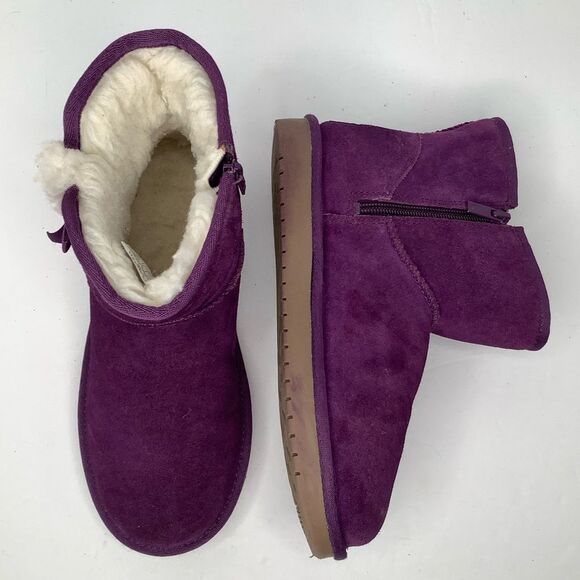 Koolaburra by Ugg  Purple Suede Leather Mid-Calf Short Girl Winter Boots Sz 4 - Picture 2 of 11